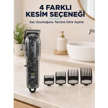 Zenviaa Saç Kesme ve Tıraş Makinesi 4 Kılavuz Taraklı Ayarlanabilir Bıçaklı LCD Ekranlı Şa