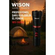Wison WS-14800 Profesyonel El Feneri | 80W – 8000 Lümen – 32000 Mah – Powerbank Özellikli, Type-C Şarjlı