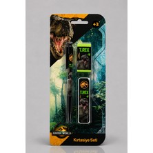 x Dekomus Lisanslı Jurassic World 3'lü Kırtasiye Seti 0.7 mm Uçlu Kalem,silgi ve Uç Seti