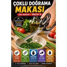 Open City 5 Bıçaklı Çoklu Doğrama Makası Sebze Yeşillik Maydanoz Taze Soğan Kesme Makası Temizleme Taraklı Set