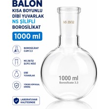 Labolist Balon Kısa Boyunlu Dibi Yuvarlak Ns Şilifli Borosilikat 1000 ml