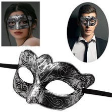 Zenviaa Maskeli Balo Antik Gri Gümüş Eskitilmiş Maske Balo Venedik ZENVIAAC12