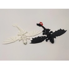 Plato 3D 2’li Set: Ejderhanı Nasıl Eğitirsin ? Hareketli Kanatlı Dişsiz Ejderha Figürü - Büyüleyici Gece Öfkesi (21 Cm)