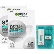 Die Grup Garnıer Pimple Patch 22'li Sivilce Bandı/hidrokolloid Bant X2 & L'oreal Paris Bright Reveal Uv Hediyeli