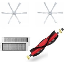 Die Grup Ozemtek Beyaz Roborock ile Uyumlu S5 S5 Max S50/S55/S5 Hepa Filtre,fırça 6 Kollu Yan Fırça Seti 5 Parça