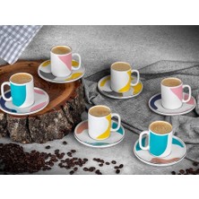 Die Grup Ar Yıldız Colorbrush 6 Kişilik 12 Parça Kahve Fincan Takımı 90 ml