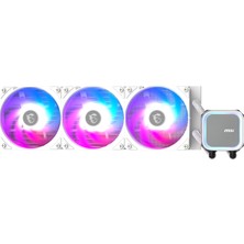 Die Grup Msı Mag Coreliquid A13 360 Beyaz - Aıo Argb Cpu Sıvı Soğutucu - 360 mm Radyatör - Lga 1700/1851 / Am5/am4 Uyumlu - Üçlü 120 mm Argb Pwm Fan, Beyaz