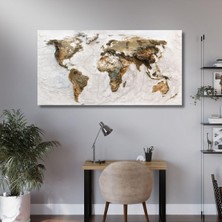 Die Grup Gaagart Panoramik Kanvas Tablo Kabartma Görünümlü Dünya Haritası, 120 x 60