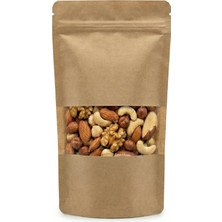 Die Grup Meldoro Pencereli Kraft Doypack Kilitli Poşet (13X22,5 Cm) - 50 Adet - Dik Duran Kilitli Torba, Orta Boy (Yaklaşık 250 gr Malzeme Için)