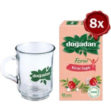 Die Grup Doğadan Form Çay Kiraz Saplı 20'li x 8 ve Doğadan Cam Bardak Hediyeli