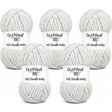 Die Grup Kadife Ip, 5'li Paket 5X100 Gr. 120 Mt., Soft Chenille BULKY%100 Mikro Polyester, Amigurumi, Oyuncak, Bebek Battaniyesi, Yumuşak, Lüks & Canlı Renkler, 1047-AÇIK Gri