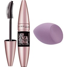 Die Grup Maybelline New York Lash Sensational Yelpaze Etkili Intense Black Maskara - Ekstra Siyah 9.5 M & Hediye Makyaj Süngeri