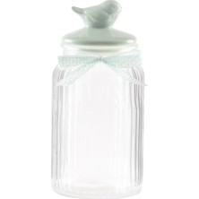 Die Grup Madame Coco Kuşlu Kavanoz Silindir - Mint Yeşili - 1300 ml Mint Yeşili