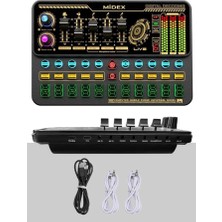 Die Grup Midex VS11 Üst Seviye Stüdyo Kayıt Canlı Yayın Bluetooth ve Şarjlı Ses Kartı Efektli Radyo Mikseri (Telefon ve Pc Podcast)