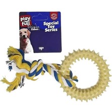 Die Grup Playfull Plastik ve Ipli Köpek Halka Oyuncağı 18 cm Beyaz