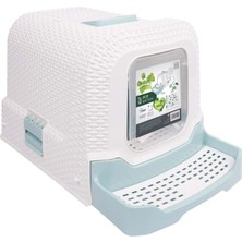 Die Grup M-Pets Eco Rattan Kapalı Kedi Tuvaleti White/blue