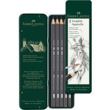 Die Grup Faber-Castell Graphite Aquarelle Kurşun Kalem Seti, 5’li, Metal Kutu, Hb-2b-4b-6b-8b, Siyah Naturel, Suda Çözünür, Teknik Çizim ve Eskiz Için, Dayanıklı Uç