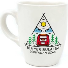 Die Grup Bir Yer Bulalım Dünyadan Uzak 02 Krem Oval Kupa - Hediye Seramik Kupa