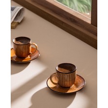 Die Grup Kleby Natural 6 Kişilik 12 Parça Kahve Fincan Seti - Turuncu - 90 ml