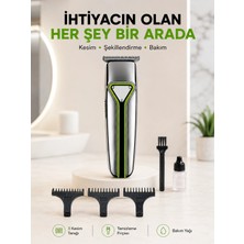 MidasTech Profesyonel Saç Sakal Tıraş Makinesi T Bıçaklı Şarjlı Kablosuz 3 Taraklı Erkek Bakım Seti