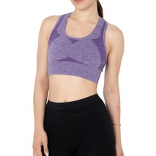 Die Grup Miofit Seamless Dolgusuz Kadın Spor Sütyeni Purple Melange S-M