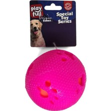 Die Grup Playfull Öten Pati Desenli Plastik Top Köpek Oyuncağı 7,5 cm Beyaz