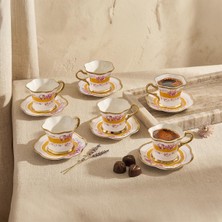 Die Grup Aryıldız Lal 6 Kişilik 12 Parça Kahve Fincan Takımı Sarı 90 ml