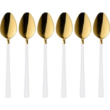 Die Grup 6 Parça Tatlı Kaşığı Seti, Paslanmaz Çelik, Gold Beyaz, 16 Cm, 110 Gram, Elde Yıkanabilir