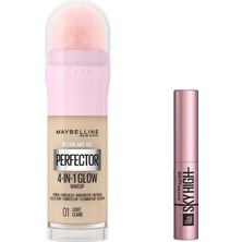 Die Grup Maybelline New York Instant Perfector Glow 4 Etki 1 Arada Fondöten - 01 Light & Mini Lash Sensational Sky High Maskara Makyaj Seti