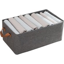 Die Grup Mallart® Dolap Içi Kumaş Kıyafet Düzenleyici Kutu 47X28X19.5 cm - Katlanabilir Gardırop Raf Içi Düz Giysi Düzenleme Kutusu, Çok Amaçlı Eşya Saklama Sepeti