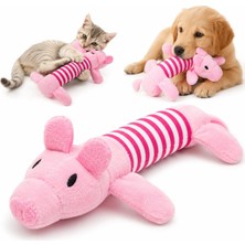 Die Grup Madpet Peluş Domuzcuk Kedi Köpek Oyuncağı - Isırınca Ses Çıkaran Interaktif Oyun Arkadaşı - Yumuşak Dokulu Çizgili Tasarım - Yavru ve Yetişkin Evcil Hayvanlar Için - 25 x 10 x 4 cm - Pembe
