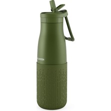 Die Grup Puccon Pipetli 500 ml Haki Paslanmaz Çelik Matara/suluk - Silikon Gövde (Yağmur) - 50017