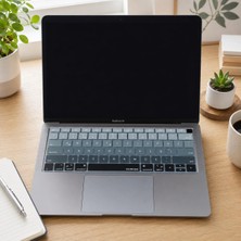 Die Grup Mcstorey Türkçe Q Klavye Koruyucu MacBook Air 13 A1932 A2179 A2337 M1 Uyumlu | Us Amerikan Düz Enter Ansı | Türkçe Baskılı Silikon Keyboard Cover Siyah Gri