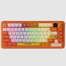 Die Grup Coverzone Ajazz AK820 Max Plus 75% Mekanik Klavye 8000MAH Batarya 0.85” Tft Ekran Rgb Hot Swap 3 Modlu 2.4g Bluetooth Type-C Kablosuz Gaming Klavye Conta Yapısı Ses Yalıtımlı | Turuncu