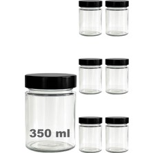 Die Grup Afracam 350 ml Kavanoz Metal Derin Kapaklı 350 cc Şeffaf Reçel, Marmelat Cam Kavanoz Deep 6 Adet (Siyah Kapak)