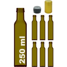 Die Grup Afracam Kalın Cam Şişe Seti, 250 Ml, Yağdanlık Akıtıcılı Kapaklı, Yağlık ve Sirkelik, Kapüşonlu, 6 Adet, Yeniden Kullanılabilir (Yeşil, Maraska (Kare))