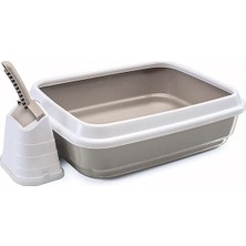 Die Grup Imac Duo Kürekli Açık Kedi Tuvaleti Gri 50X40X15CM