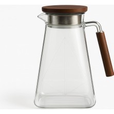 Die Grup 1800 ml Borosilikat Cam Sürahi – Isıya Dayanıklı, Akasya Ahşap Kapak ve Saplı, Paslanmaz Çelik Filtreli, Şık Tasarım Içecek Sürahisi