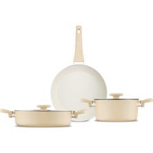 Die Grup Jumbo Swiss Crystal Dark Cream 5 Parça Tencere Seti