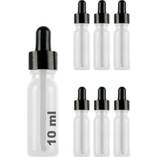 Die Grup Afracam 10 ml Metal Kapaklı Damlalık Dropper Şişesi Serum 10 cc Cam Şişe 6 Adet (Siyah Kapak, Şeffaf)
