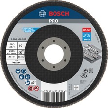 Die Grup Bosch 1 x Pro Metal X571 Yelpaze Taşlama Diski, Açılı Tasarım, Fiber, Küçük Açılı Taşlama Makinesi Için (Çelik, Paslanmaz Çelik, Ø 125 Mm, Granülasyon 60, Profesyonel Aksesuar, Küçük Açılı Taşlama