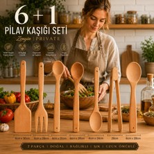 Die Grup Zengin Private 6+1 Şimşir Ahşap Pilav Kaşığı Seti 7 Parça