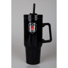 Lisanslı Beşiktaş Pipetli Kulplu Termos Mug Paslanmaz Çelik Matara 1,20 Litre
