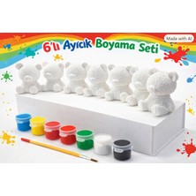 Hbnc 6’lı Boyanabilir Mini Ayıcık Seti – Beyaz Ham Figürler, 6 Renk Boya, Fırça ve Vernik Dahil