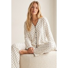 Siyah İnci Yumuşak Tuşe Kışlık Fitilli Pamuklu Örme Düğmeli Hırka Pijama Takım 8073
