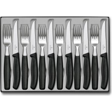Die Grup Victorinox Sofra Çatal Bıçak Seti ile Biftek Bıçağı, Plastik, Siyah, 40 x 25 x 3 Cm, 12-Birim