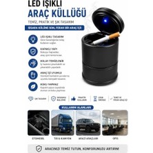 Die Grup LED Işıklı Araç Küllüğü Kapaklı Oto Küllük Bardaklık Uyumlu Kokusuz Araç Içi Sigara Küllüğü Siyah
