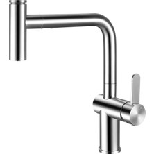 Die Grup Crauf Lusso 4035 Smart Gövdeden Kumandalı Spiralli Batarya Modernpull-Down Çekilebilir Başlıklı Mutfak Musluğu Platinum Stain Inox