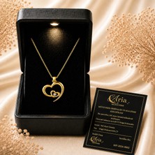 Eva's Jewellery Diamonds Kalp Kolye Doğal Pırlantalı, 925 Ayar Gümüş, 18 Ayar Gerçek Altın Kaplama, Işıklı Hediye Kutulu ve Sertifikalı