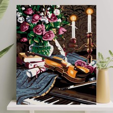 Die Grup Palmiye Hobi Sanat Sayılarla Boyama Tuval Seti Fırça Boya Dahil (Çıtalı) 40X50 cm - Keman
